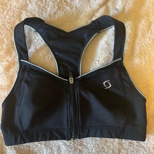Moving Comfort Black Sports Bra with Front Zipper